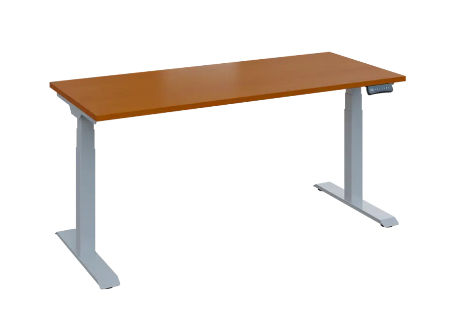 Fleximax 27-16 výškově nastavitelný stůl, kovová podnož stříbrná, deska 25 mm, široký 1600 mm, třešeň šumavská